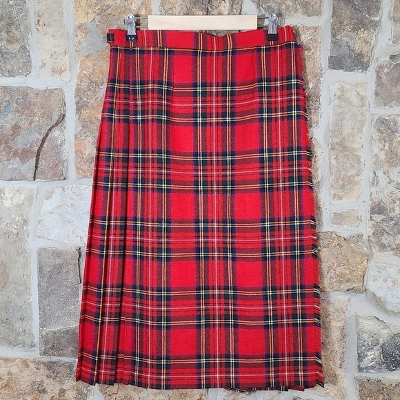 James Pringle Weavers 16 Wool Fringe Plaid Kilt Maxi Skirt - Picture 1 of 6